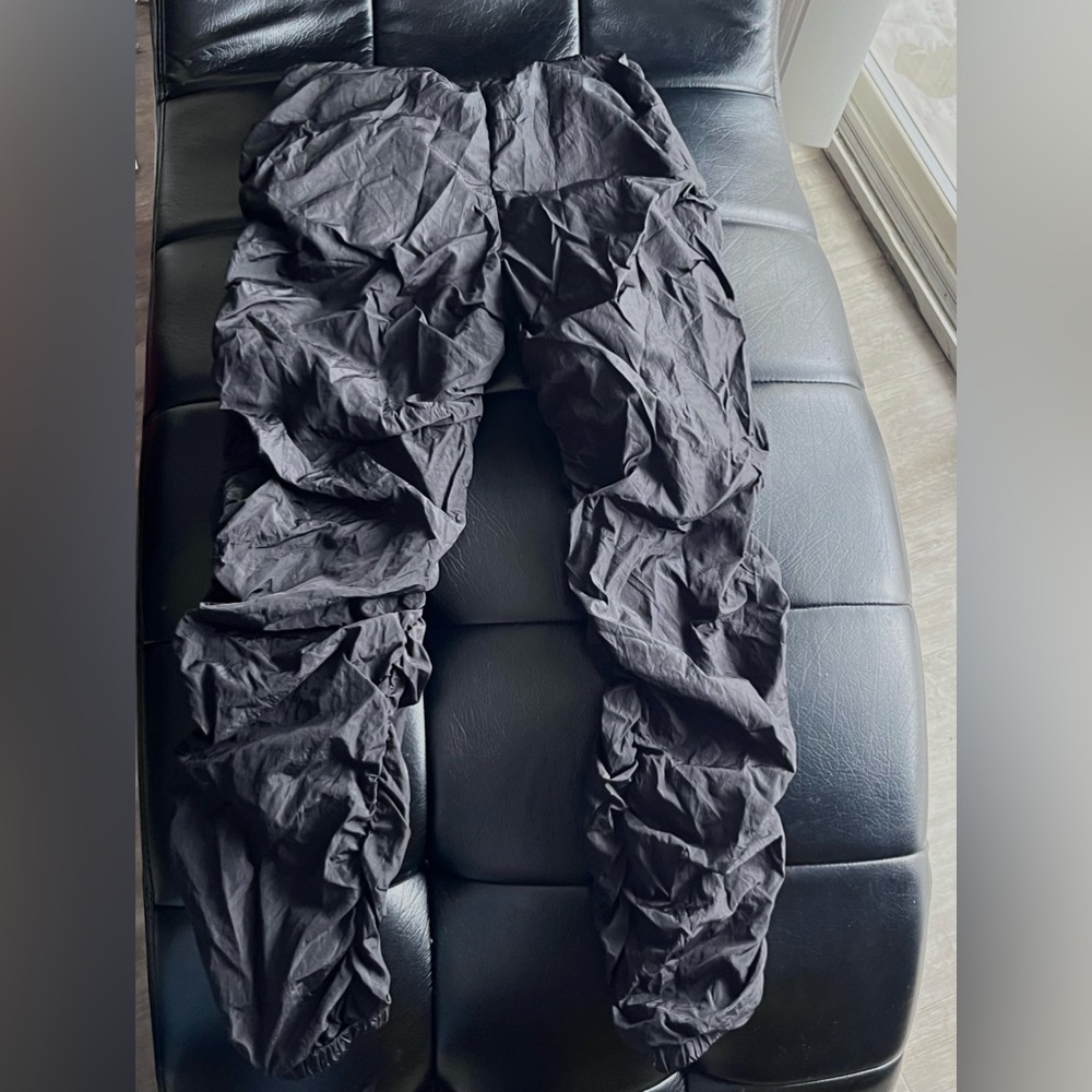 Black ruffle pants